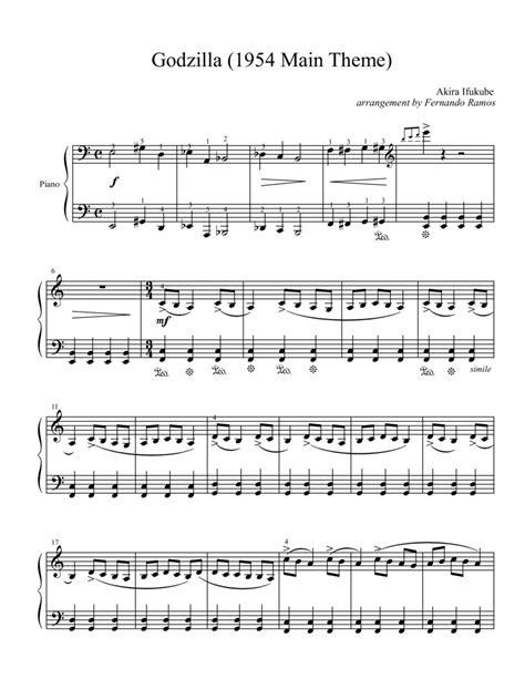 godzilla 1954 theme sheet music